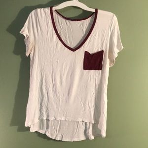 Maroon and white tee